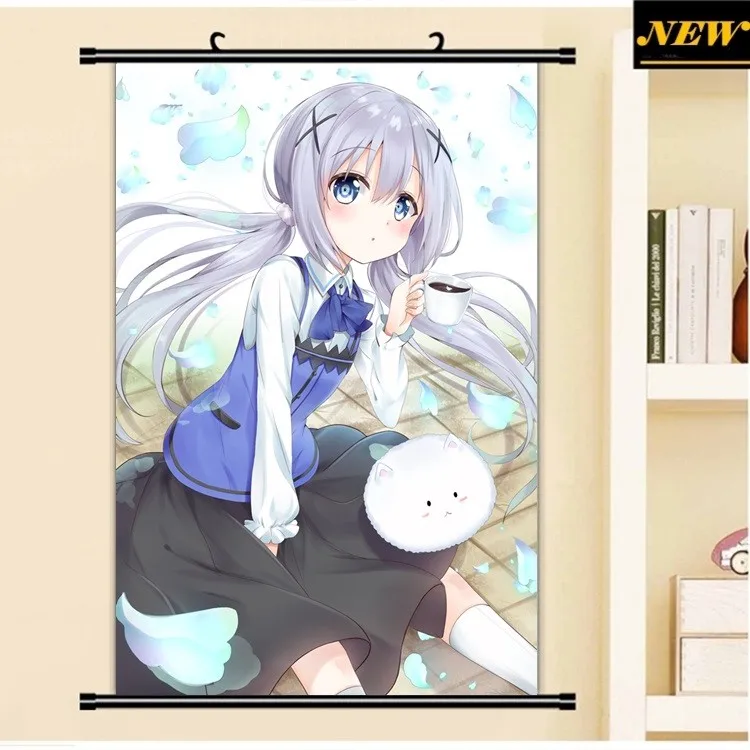 1254 23 De Réduction40x60 Cm Gochuumon Wa Usagi Desu Ka Lapin Cameltoe Loli Lolita Dessin Animé Mur Photo Murale Défilement Toile Peinture