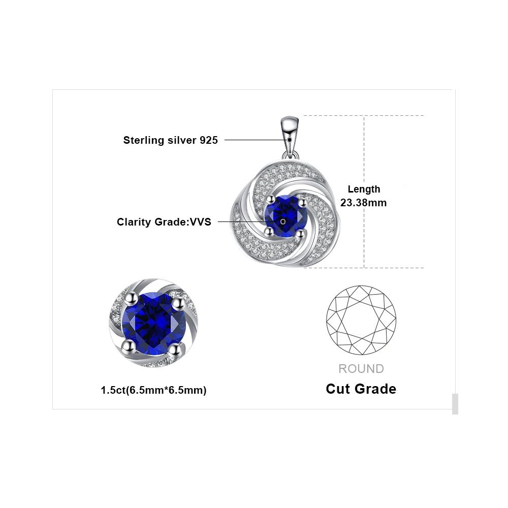Jewelrypalace Роскошные 1.9ct создан сапфир кулон Цепочки и ожерелья из натуральной 925