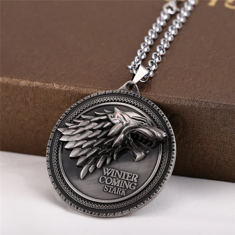 Игра престолов Viking House Stark of Winterfell винтажное волчье головное ожерелье Песнь Льда и