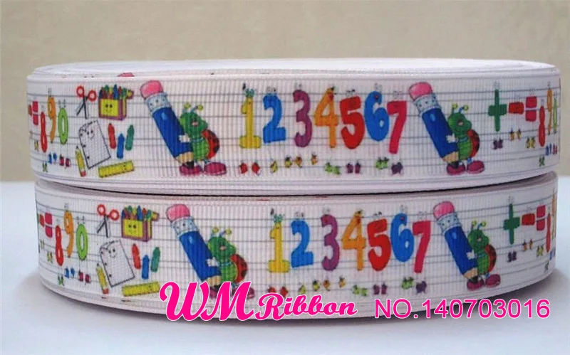 Лента WM 7/8 дюймов 22 мм Happy Kids Grosgrain лента 50yds/рулон школьный номер напечатанные Индивидуальные Лямки для волос - Цвет: 140703016