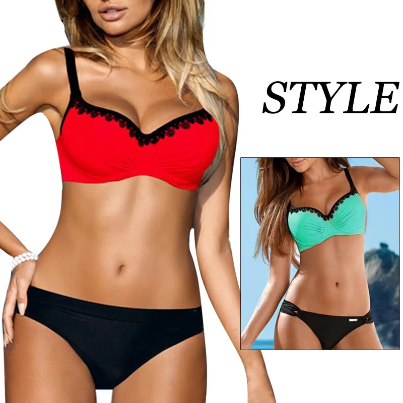 

Polyester Swimming Swimsuit Beach Wear Bikini Set Split Type Elastic