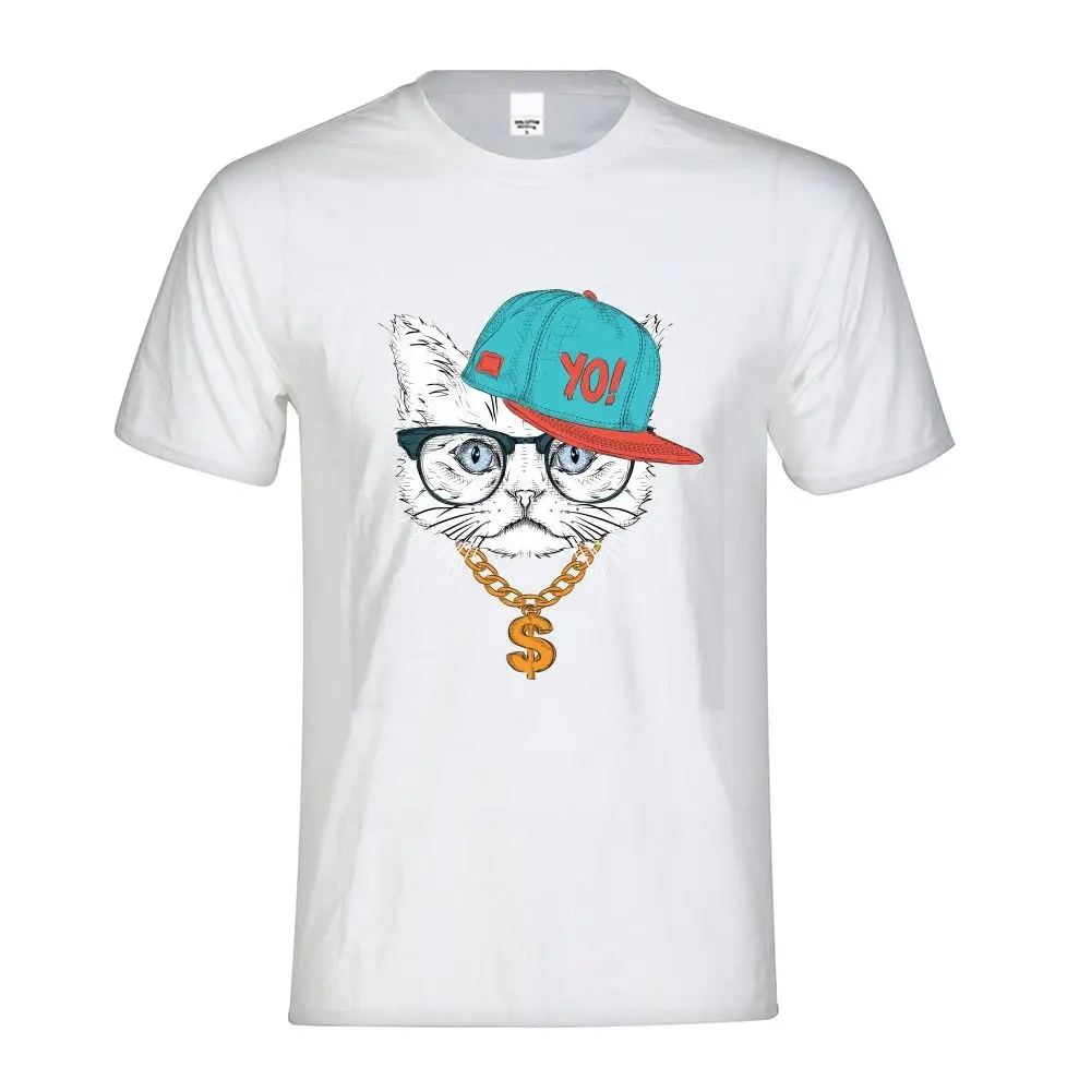 

Hip Pop Animal Dog Cat Print Cotton TShirt Boy's Tops Tees Kids Funny T-Shirts 2019 Modis Team White Clothing Young Streetwear