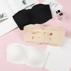 Эротическое белье без бретелек бюстгальтера противобуксовочные Push-Up Bra Для женщин топы Одна деталь бесшовный невидимый бюстгальтер без