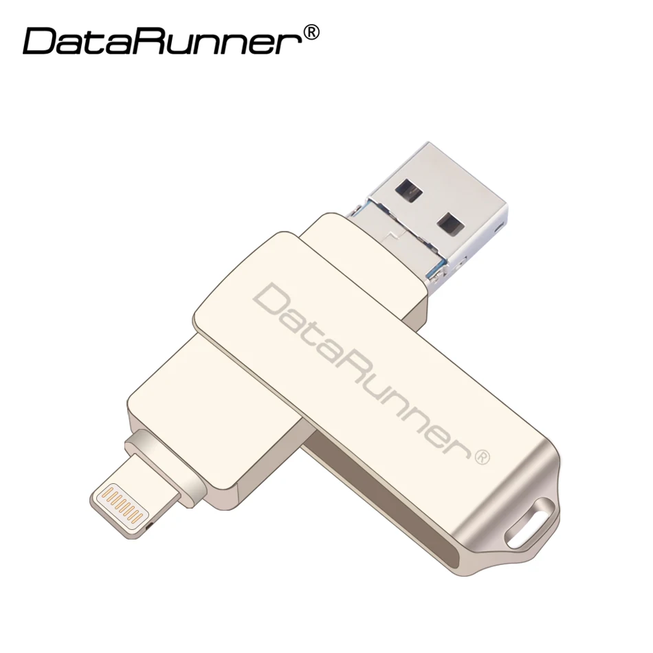 DataRunner USB флэш-накопитель портативный флэш-накопитель 32 Гб 64 Гб 128 usb-шнур 8 Гб 16 Гб Кле usb 3,0 Флешка для iPhone XS MAX/XR/X/8 Plus - Цвет: Серебристый