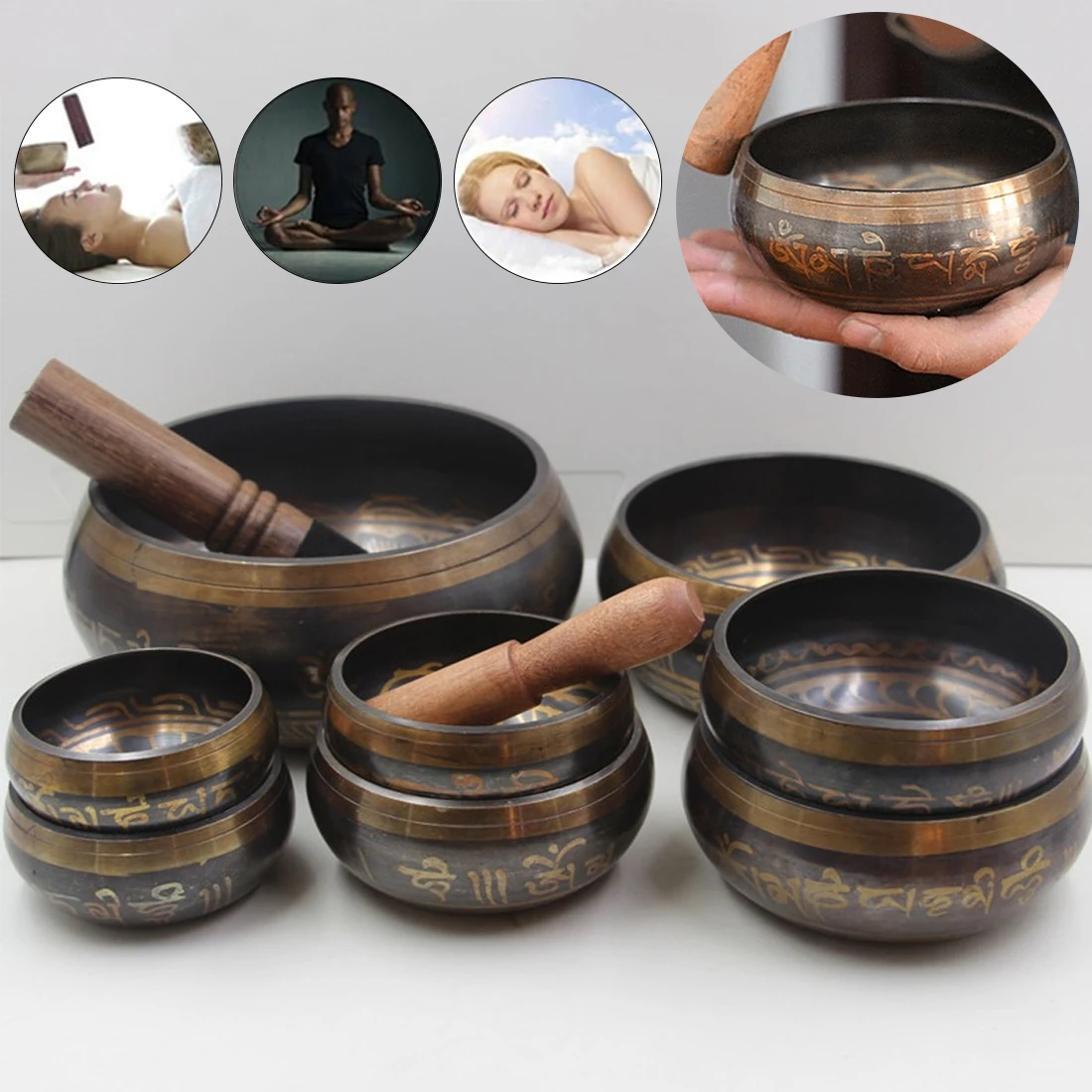 Nepalese Buddhist scriptures Tibetan Bowl Sing Bowl Nepalese Buddhist Tibetan Chanting Yoga Meditation Bowl Sound therapy