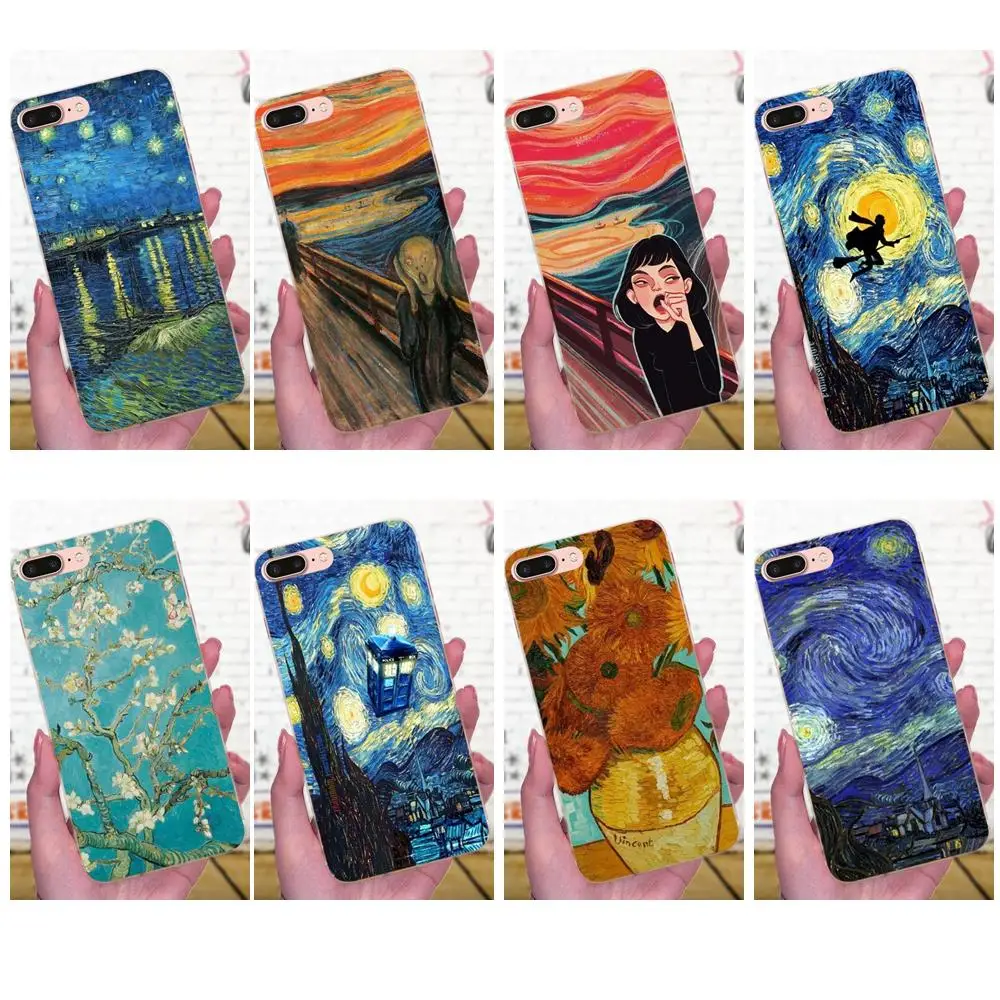 ТПУ для рисования Diy Huawei Mate 7 8 9 10 20 P8 P9 P10 P20 P30 Lite Plus Pro 2017 Scream от Munch Van Gogh Starry