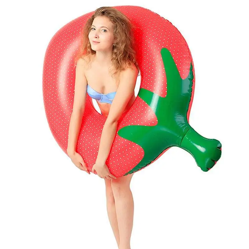 Rooxin 150cm Adult Swimming Ring Strawberry Women Inflatable Swimming Circle Boat Float Pool Summer Water Party Toys