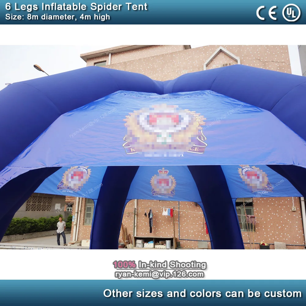 6 legs 8m diameter blue inflatable spider tent large inflatable party tent outdoor events inflatable cover marquee inflatable dome tent 2