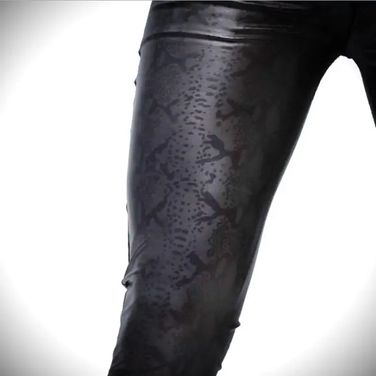 Ajustados Con Negro Serpiente Cuero Para Hombre Elásticos Elegante Atractivos Imitación Estampado Pantalones Nuevo De pgZxUwqZF