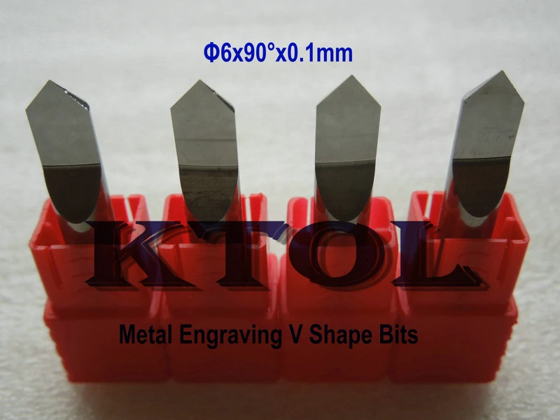 

5pc 6mm 90 Degree 0.1mm Tip Metal Carbide Engraving Tool in CNC, V Shape Cutters,Milling Bits Set on Fine Carving Cu, Al, Steel