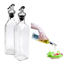 Cruet Oil Dispenser Glass Bottle for Cooking Container Spout Oil Dispenser Bottle Set for Kitchen,with Lever Release Pourer,17