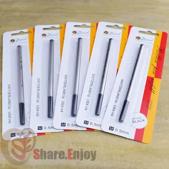 

LOTS OF 5 PCS PICASSO REFILLS FOR ROLLER BALL PEN 0.5MM POINT BLACK INK BLACK INK