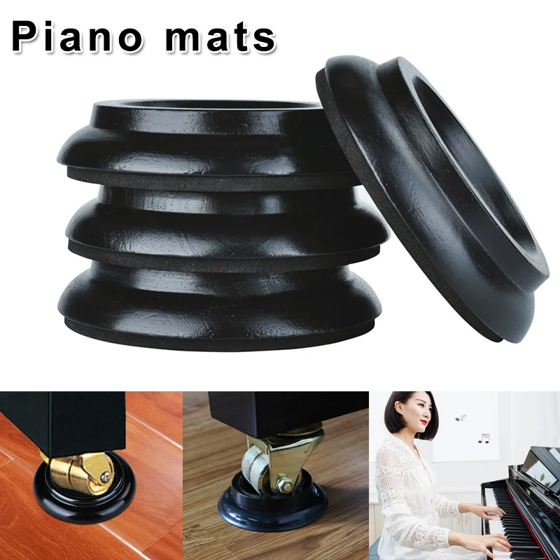 

4Pcs Wood Piano Coasters Upright Caster Cups Legs Pad for Piano Furniture Legs BB55