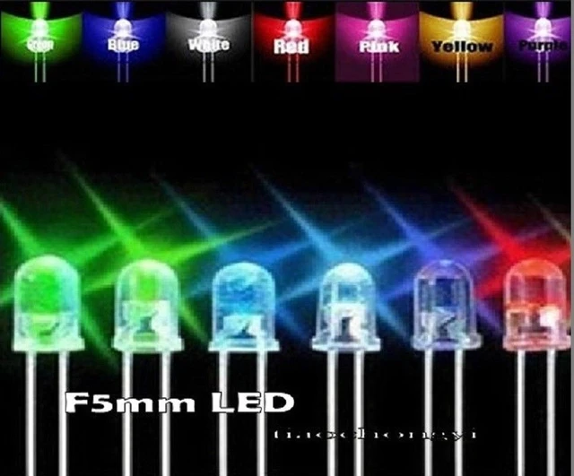 500 stücke 3mm 5mm Rot Gelb Grün Blau Weiß LED Sortiment Kit + 1/4w  Widerstände - AliExpress