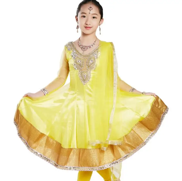 Sarees индийский традиционный Детский костюм в этническом стиле Kurtas танцевальные