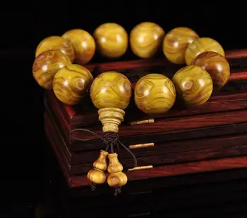 

Koraba Fine Jewelry 20mm Natural Gold Grapefruit Nanmu Beaded Bracelet for Cool Man and Fashion Man Free Shipping