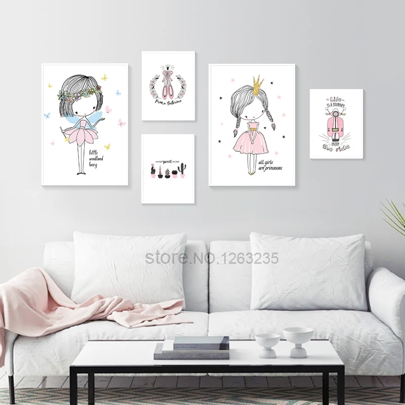 

Sweet Baby Girl Unicorn Room Decor Fairy Cuadros Decoration Posters Wall Art Canvas Painting Nordic Poster Princess Unframed