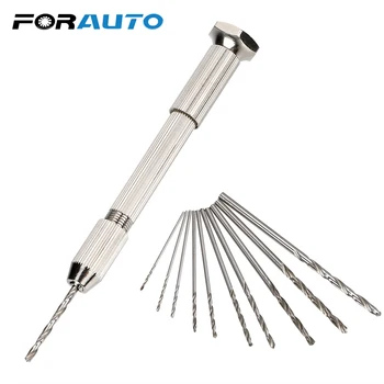 

DIYWORK Hand Drill With Keyless Chuck +10pc Twist Drill Bit Woodworking Drilling Mini Rotary Tools High Precision
