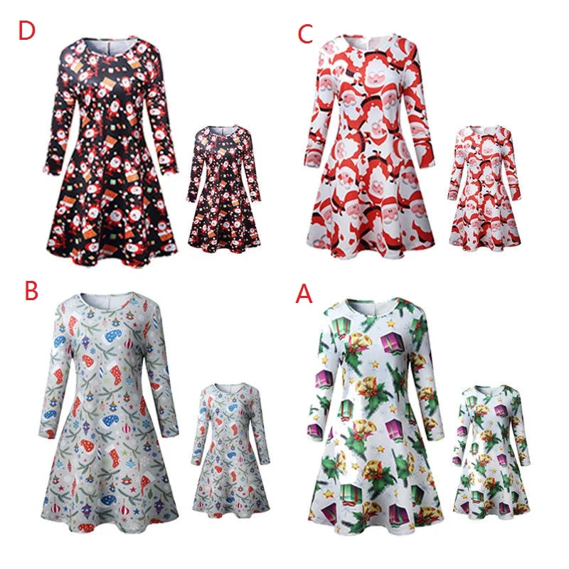 Рождественские одинаковые комплекты для семьи вечерние платья мамы и дочки
