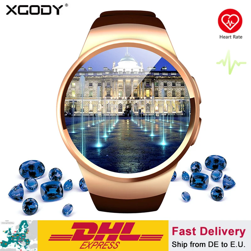 

XGODY KW18 Smart Watch Connected Wristwatch For Samsung Xiaomi Android Support Heart Rate Monitor Call Message Smartwatch phone