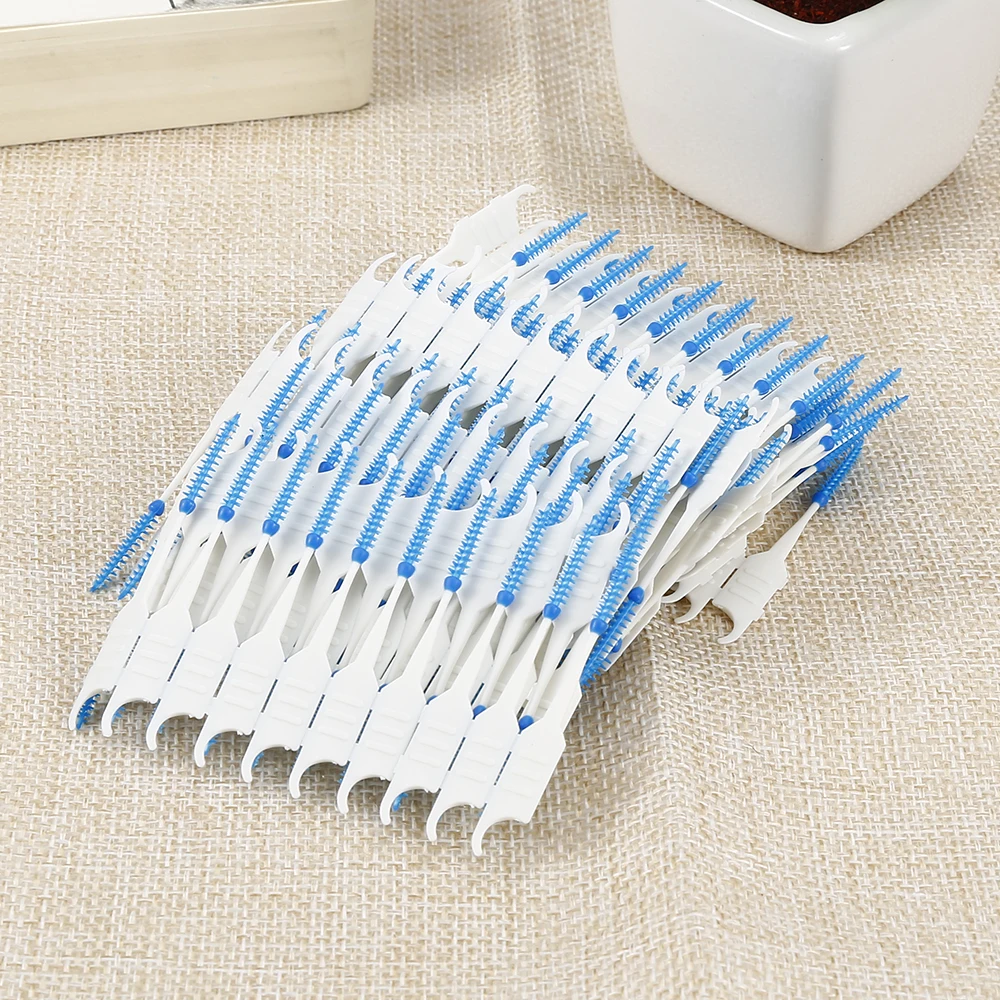 

Y&W&F 400Pcs/1Set Dual Head Dental Floss Oral Hygiene Tooth Brush brossettes interdentaire Dental Flosser Cleaning Tool