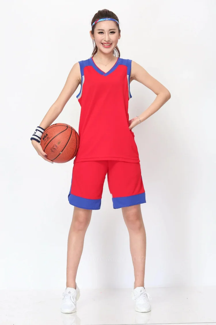 Женский баскетбольный Трикотажный костюм, рубашка и короткие штаны, командная тренировочная одежда для девочек, Воздухопроницаемый пустой спортивный комплект
