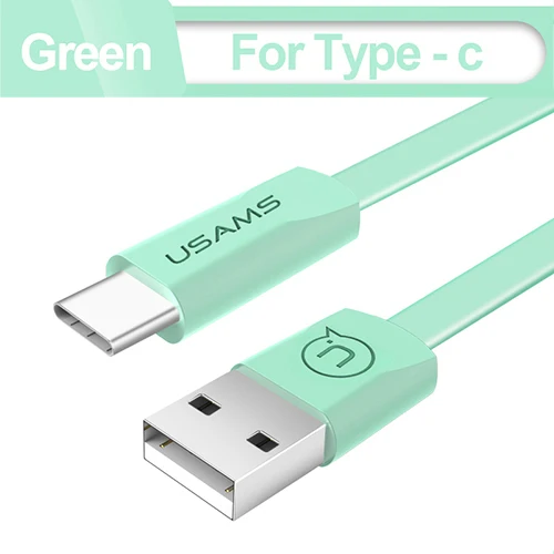 Usb кабель USAMS type C, кабель для быстрой зарядки для samsung, Xiaomi, кабель для мобильного телефона, USB C type C, шнур для зарядки и передачи данных для huawei, Oneplus - Цвет: Green for Type C