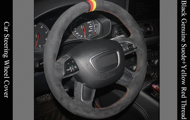 LQTENLEO высокое качество замши рулевого колеса автомобиля Обложка для Audi Q7 2012- Q3 Q5 2013- A4(b8) A6(C7