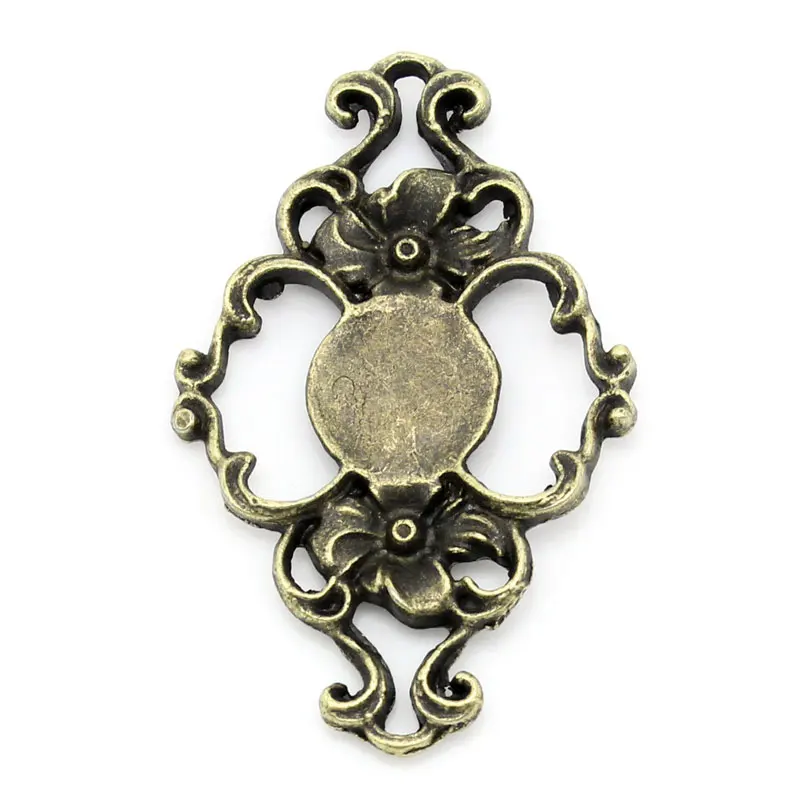 

Zinc metal alloy Embellishments Findings Rhombus Antique Bronze Flower Hollow Pattern 4.2cm x 27mm ,3 PCs new