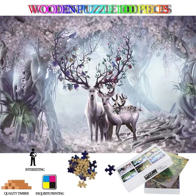 

Dream Deer The Wooden Jigsaw Puzzle 1000 Pieces Puzzle Toys for Adults Animal Pattern Puzzles 1000 Children's Educational Toys