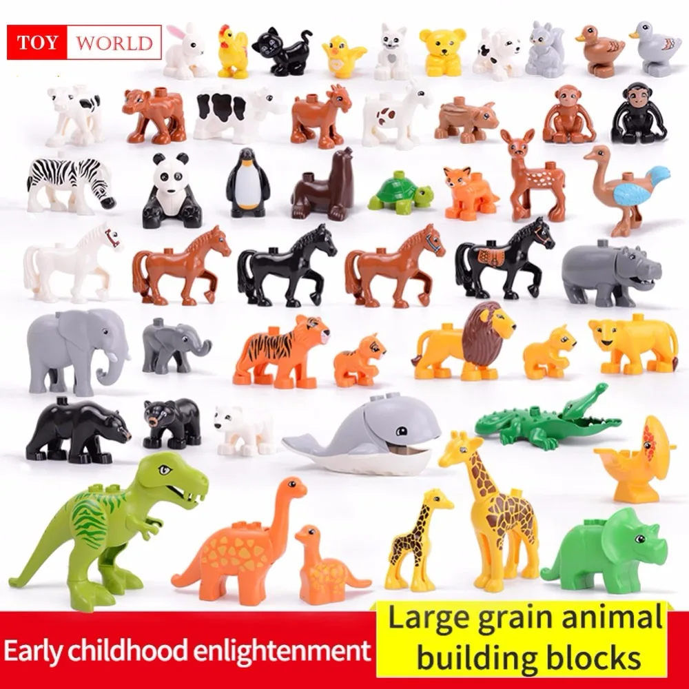 

Animal Series Model Figures Big Building Blocks Animals Educational Toys For Kids Children Gift Compatible With Legoing Duploe