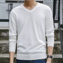 Новинка, мужской свитер,, осень, v-образный вырез, однотонный, качественный, хлопок, вязанный, брендовая одежда, мужские свитера, повседневные пуловеры, мужские M-3XL