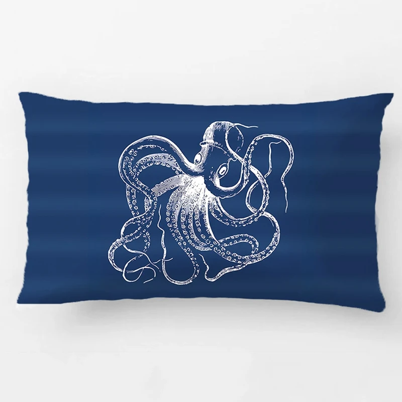 

Plum Purple Vintage Octopus & Nautical Stripes Wedding Decorative Cushion Cover Pillow Case Customize Gift For Sofa Pillowcase