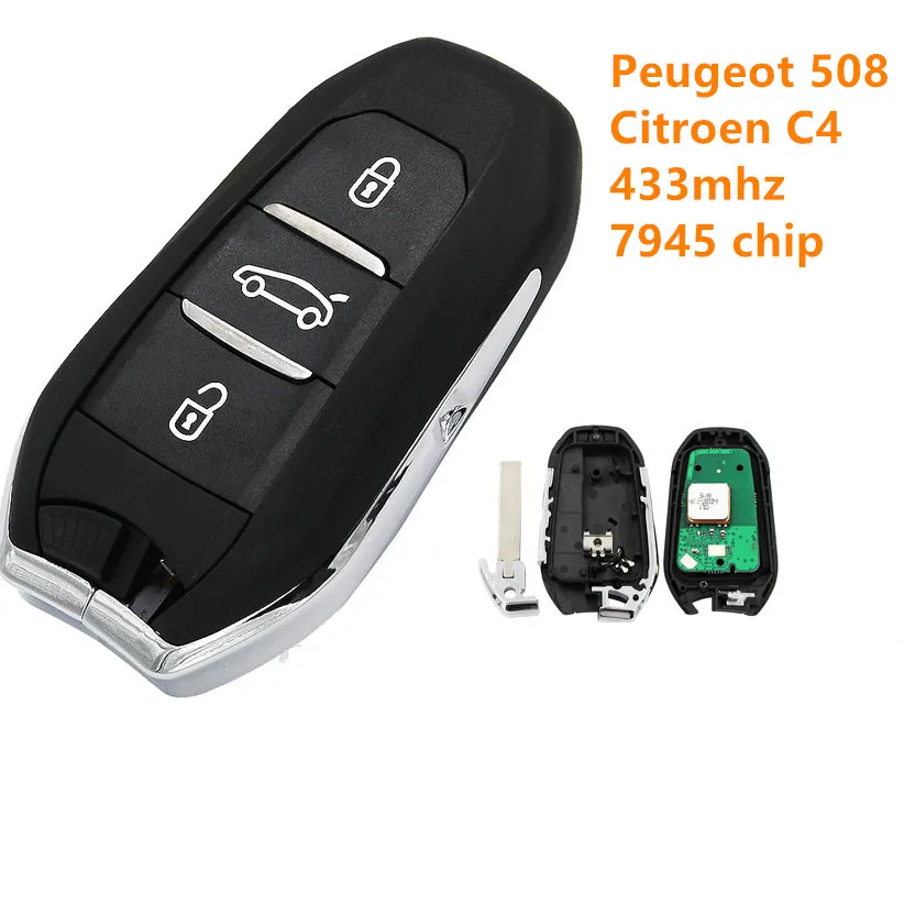 

5pcs high quality OEM 3 button smart remote key for Peugeot Citroen DS5 FSK 434mhz with PCF7945/7953(HITAG2) 46 chip