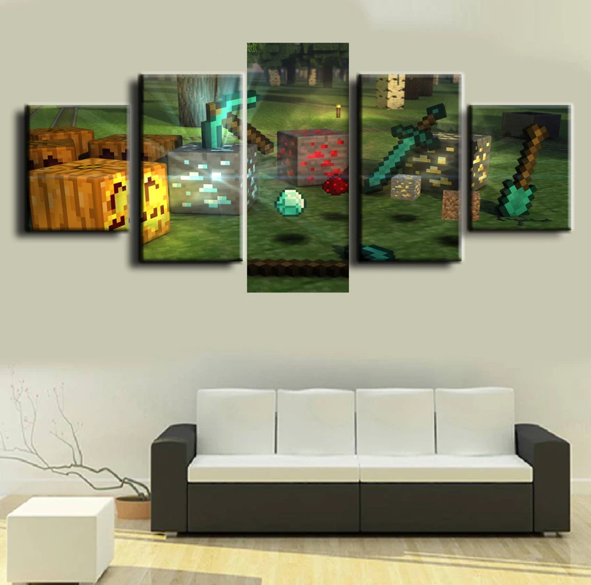 

5 Pieces Canvas Painting Wall Art Living Room Artwork HD Print Picture Painting Minecraft Game Modern Home Decor Picture