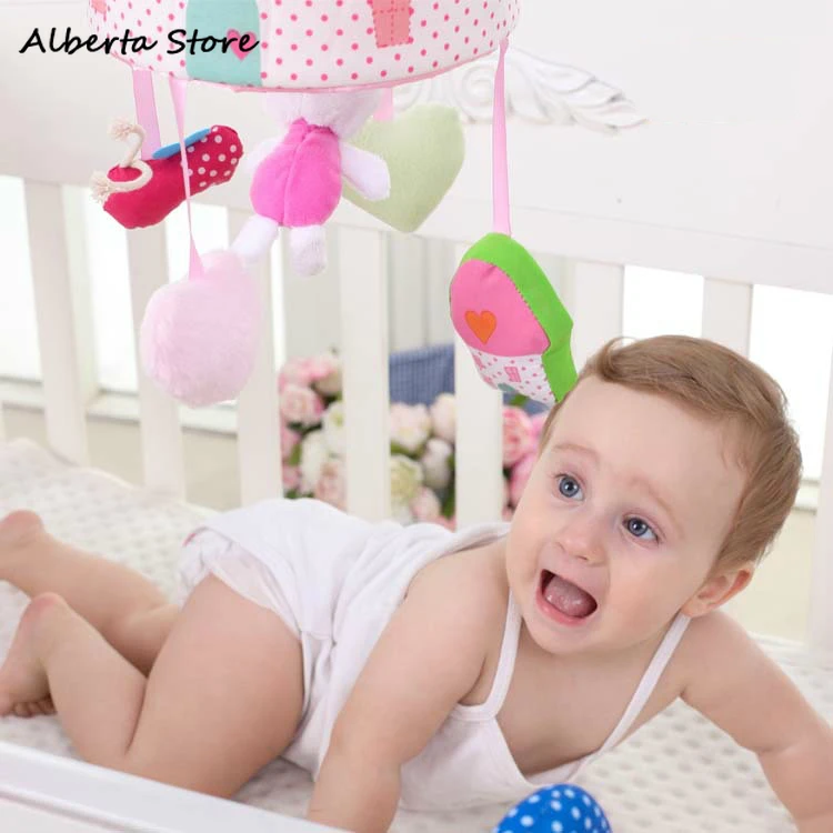 Songs Baby Mobile Crib Toys Lovely Rabbit Musical Box with  Holder Arm Music Newborn Rotate Bed Bell Plush Toy Stroller Rattle