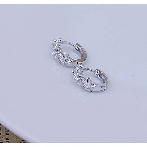 Top Sale 925 Sterling Silver Earring Woven Flowers Shape Hoop Earrings Embed CZ Crystal Pretty Earring For Wedding Accessories - Image 5