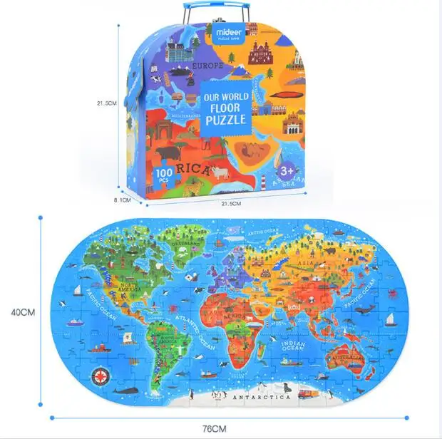 Головоломка детская игрушка карта мира Обучающие игрушки-пазлы для детей Монтессори материалы динозавр Головоломка для малышей - Цвет: world map