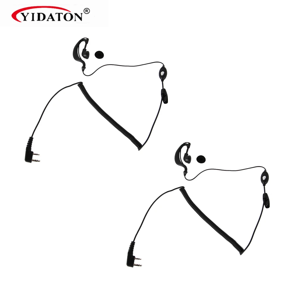 

2Pcs 2 PIN Earpiece Mic Headset Ear Hook Walkie Talkie Earphone with Microphone for BAOFENG UV5R 888S KENWOOD QUANSHENG