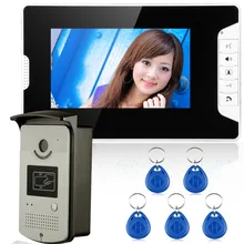 7 ”Ató con alambre el teléfono Video de la puerta Sistema de Timbre de Intercomunicación HD IR Kit de Monitor de la Cámara del teléfono Manos Libres de Intercomunicación + 5 unids llaveros