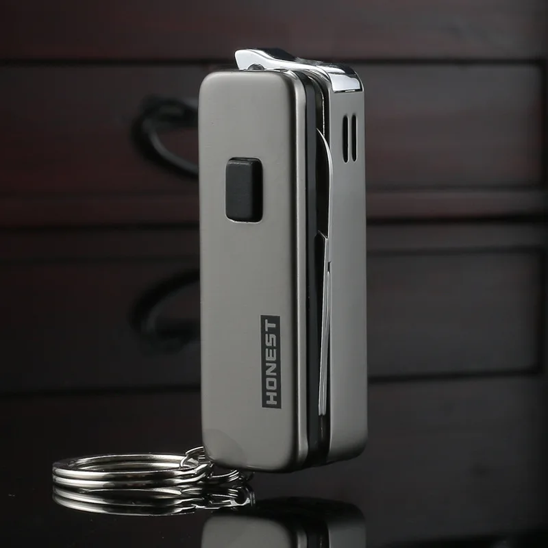 

Honest creative outdoor multifunctional Swiss Army knife, belt lamp, small scissors, beer break knife, lighter.