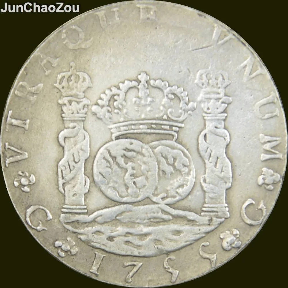 

Spain Coins 1755 90% Silver 8.J. pillars Dollar Copy Coin