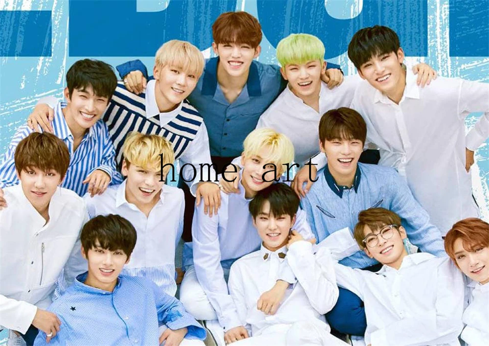 Корейская группа seventeen плакат ясное изображение наклейки на стену украшение дома хорошее качество печать белая бумага с покрытием домашний арт бренд - Цвет: Тёмно-синий