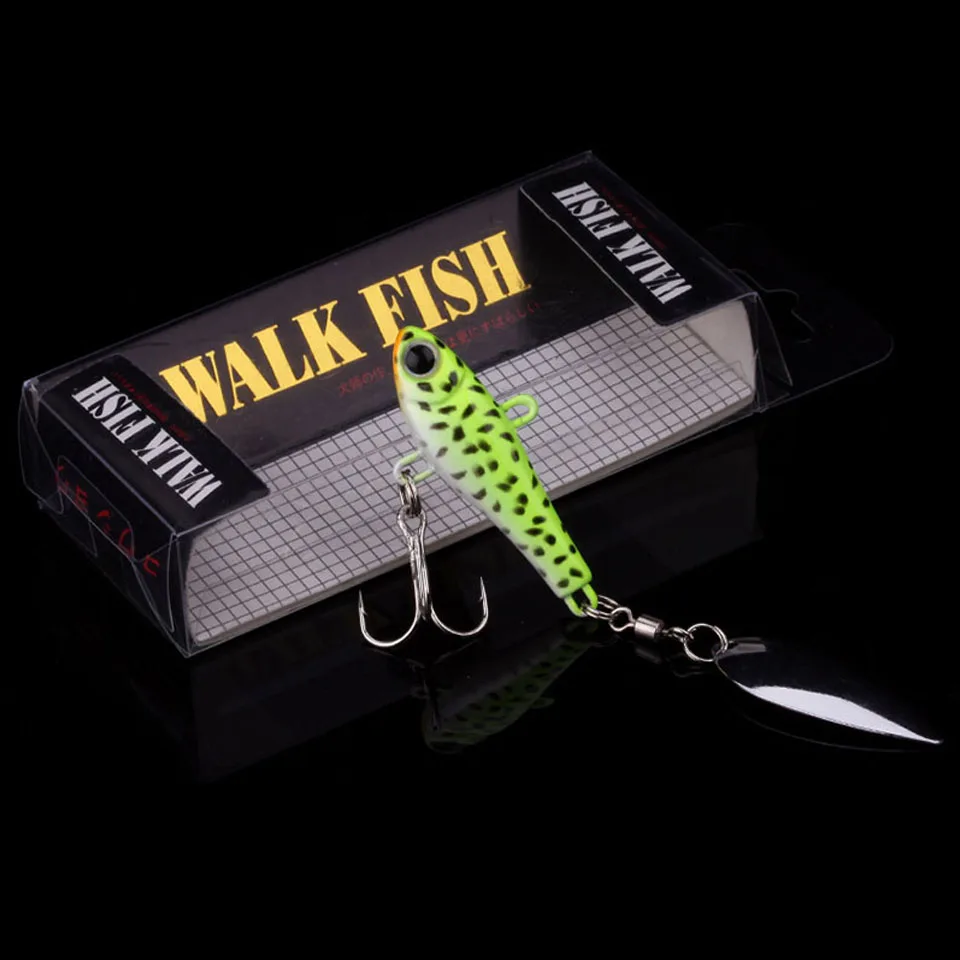 WALK FISH 1 шт. Металлическая Ложка Vib рыболовная приманка блестки Спиннербейт 21,8 г Тонущая вибрационная приманка с вращающимися спиннерами ложка приманка - Цвет: B 2