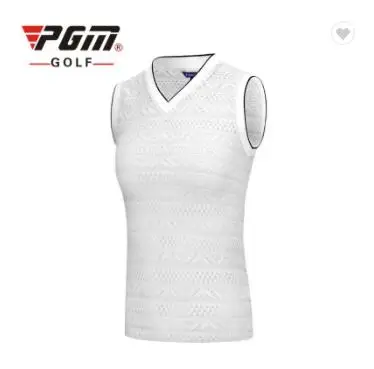 PGM Новая женская спортивная одежда для гольфа летняя куртка без рукавов жилет с v-образным вырезом женский дышащий полый кружевной жилет - Цвет: Коричневый