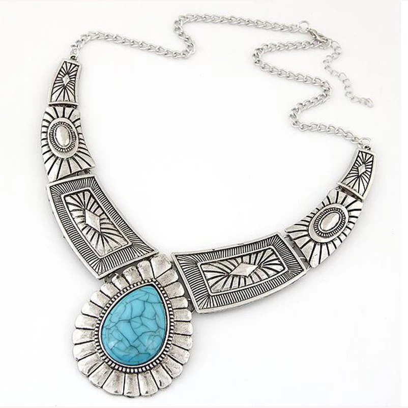 

Wholesale Fashion New Design Maxi Necklace Vintage Gem Geometric Thread Statement Necklaces & Pendants For Women Collar XY-N12