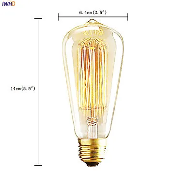IWHD ампулы Винтаж лампы накаливания Ретро лампа E27 T185 t10 t225 T30 лампочка эдисона лампа украшение дома
