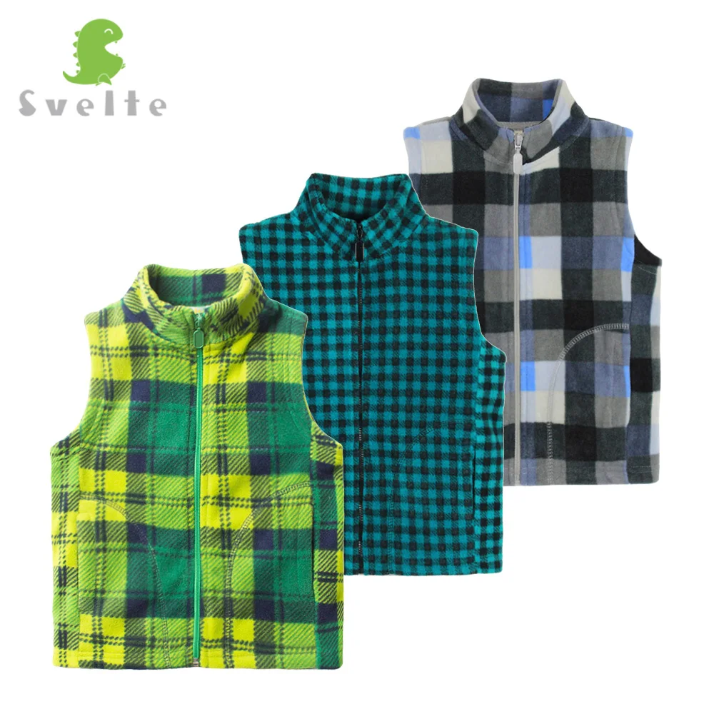 SVELTE/весенне-осенний детский флисовый клетчатый свитер для мальчиков, жилет, одежда Детский жилет Vetement Enfant Gilet, одежда