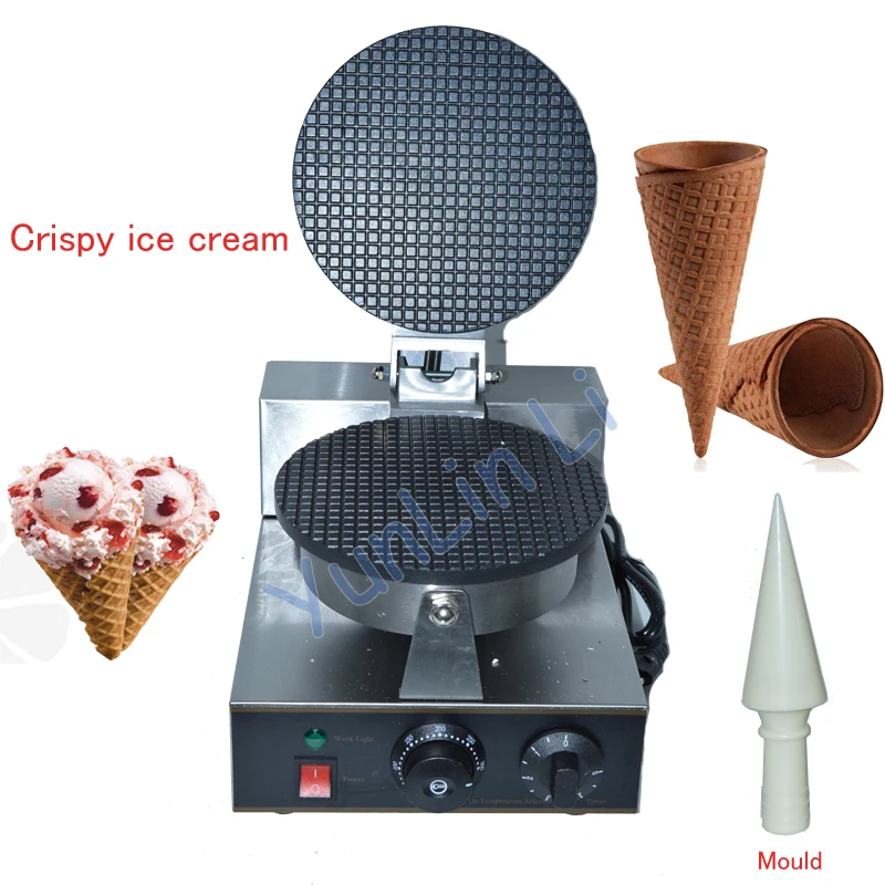 

Electric Ice Cream Waffle Cone Maker Nonstick Commercial Ice Cream Cone Machine Egg Roll Maker 110V/220V FY-1A