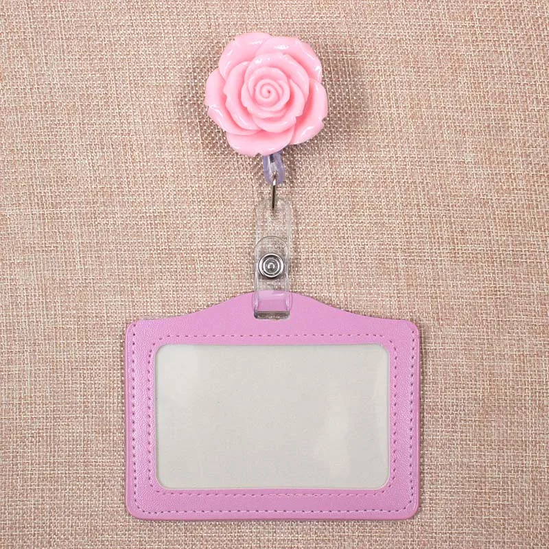 Творческий красивые цвета розы цветы клоун выдвижной держатель карточек катушка обувь для девочек медсестра выставка Enfermera имя карты груди